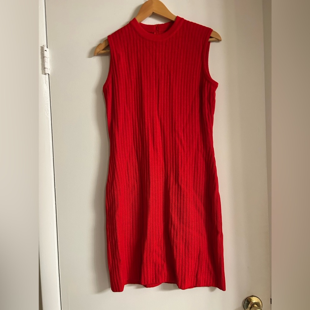 Vintage St John Collection Red Sleeveless Midi Knit Dress - Size 4 - Picture 3 of 6